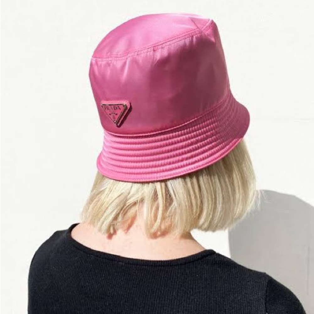 Authentic Prada Nylon Bucket Hat in “Begonia Pink”
